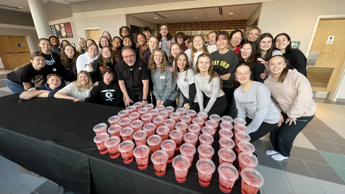 PBIS students with strawberry drinks