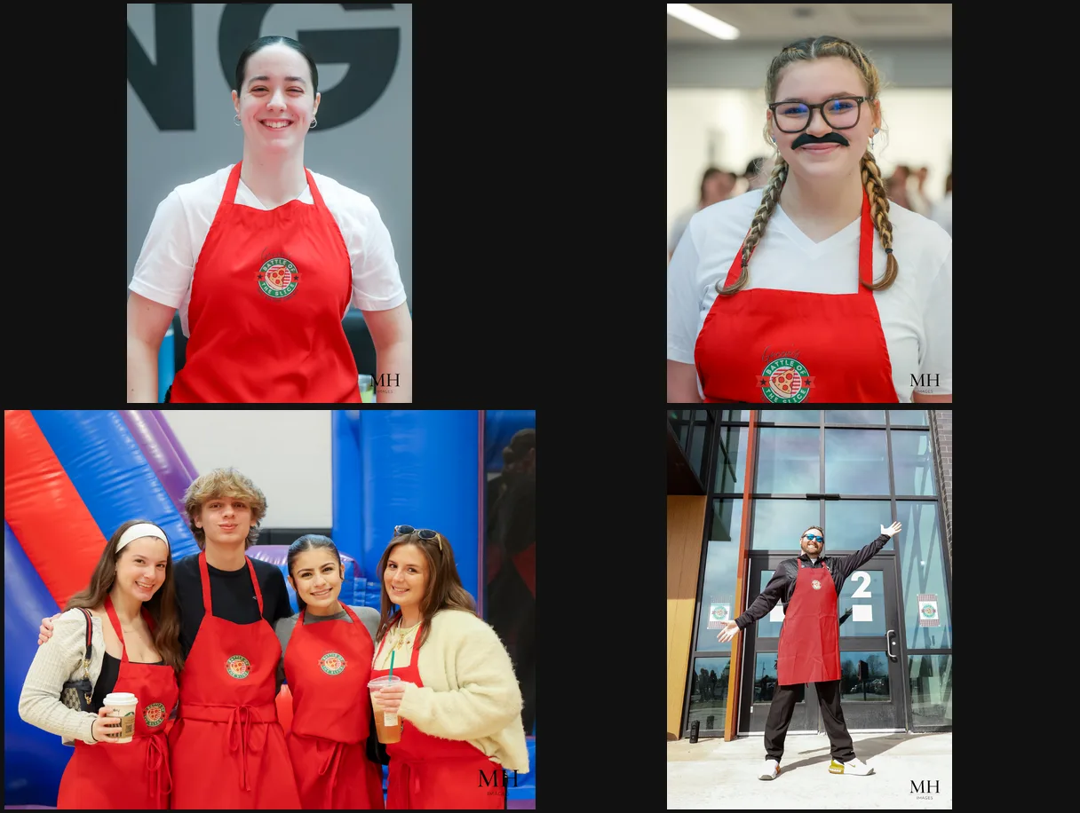 Battle of the Slice volunteers in red aprons